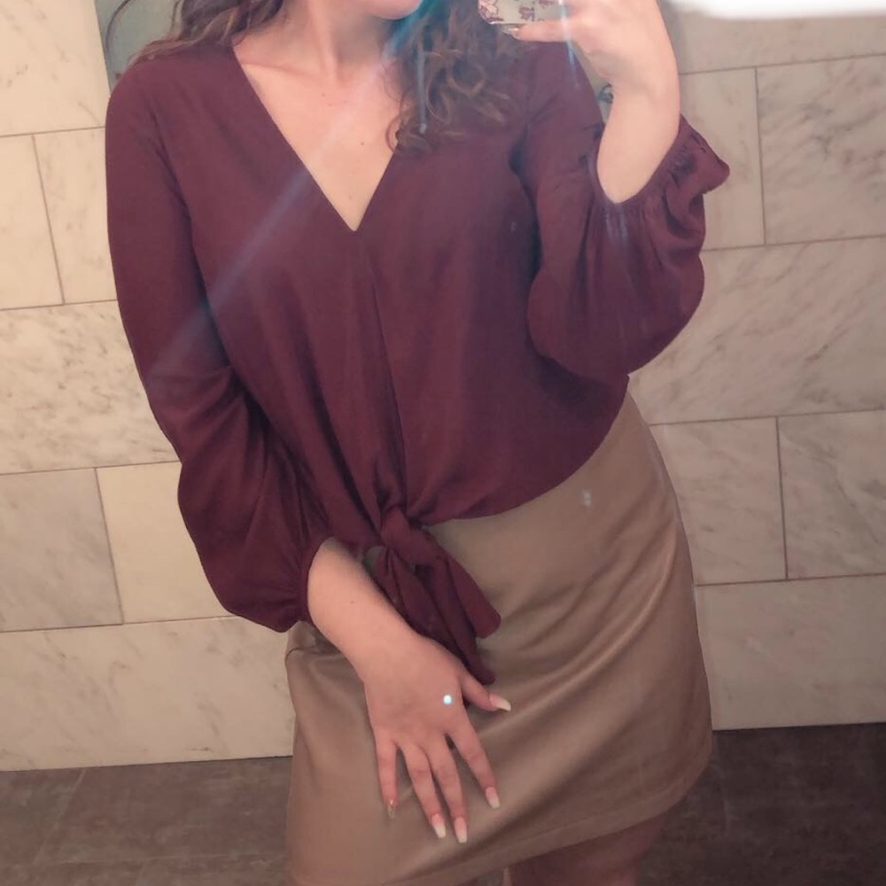 LOVE STITCH Burgundy blouse